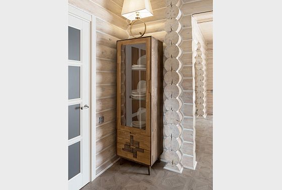 Шкаф с витриной 1-но дверный "Ирвинг Дизайн" (левый) массив дуба 6