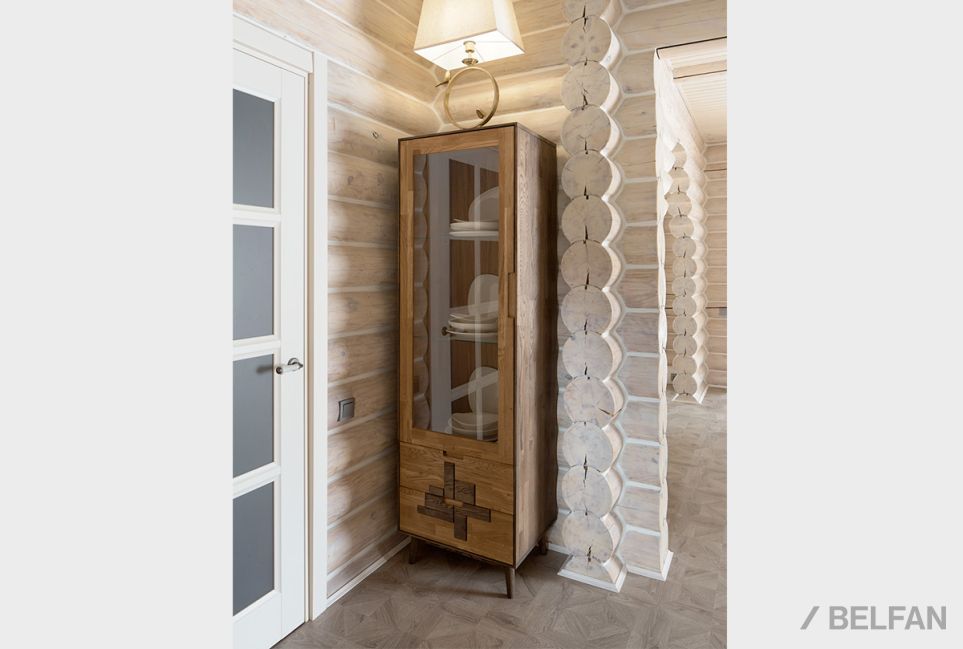 Шкаф с витриной 1-но дверный "Ирвинг Дизайн" (левый) массив дуба 4