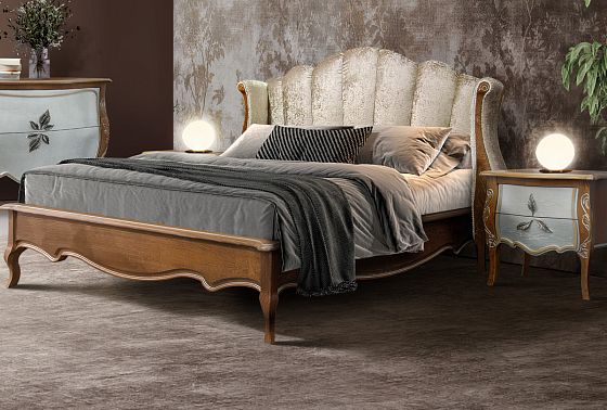 Кровать с мягким изголовьем (осн. дер) "Трио" массив и шпон дуба 8