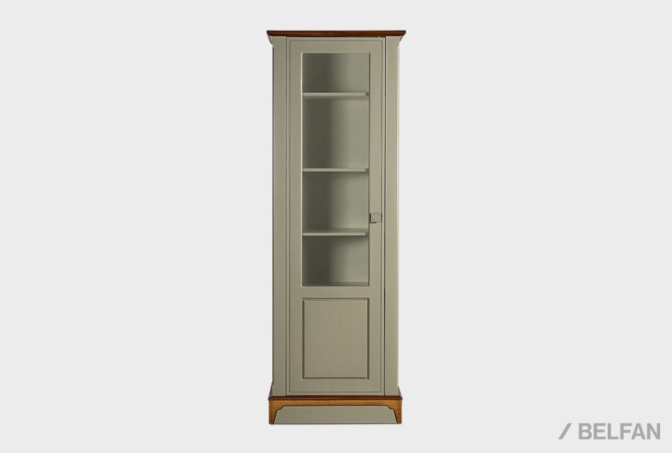 Шкаф с витриной 1-но дв. "Бриансон" (левый) массив и шпон дуба, МДФ 2