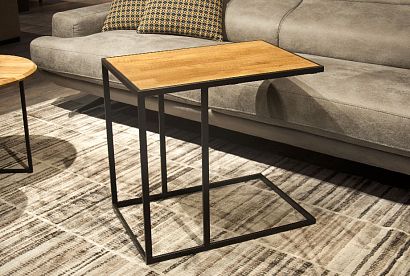 Стол кофейный "Арт" приставной; *КМ-009.250; бейц-масло, чёрный металл