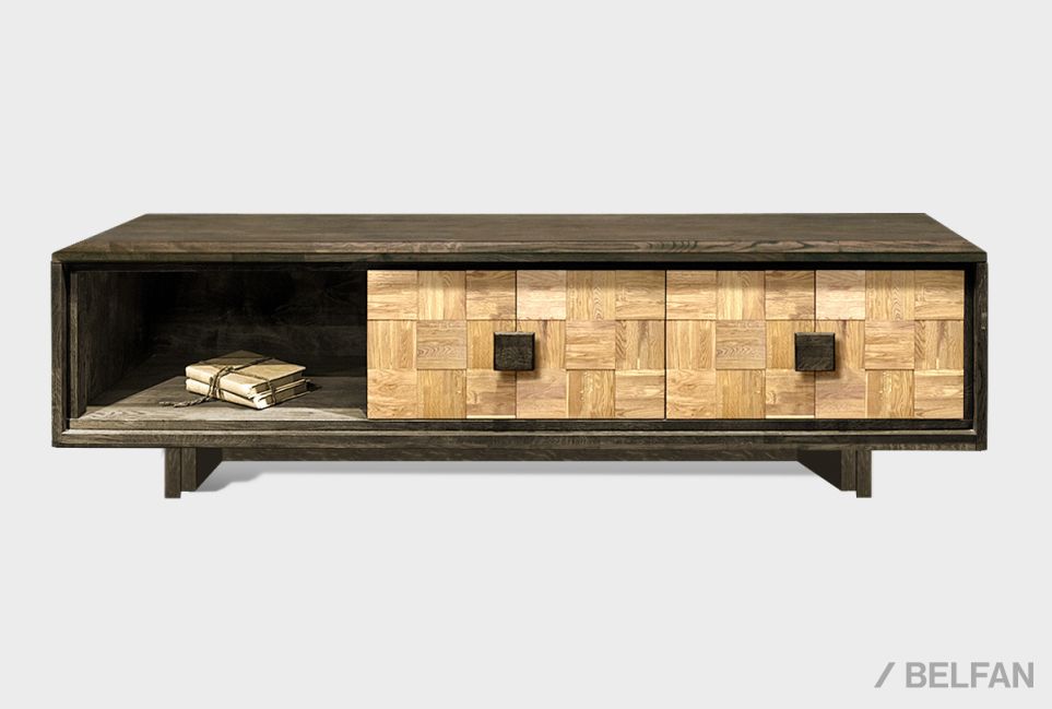 Тумба под ТВ "Куб Дизайн" 3 массив дуба 1