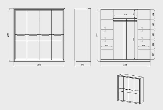 Шкаф для одежды 4-х дверный "Бремен" массив дуба 7
