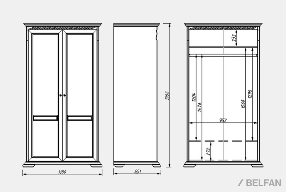 Шкаф 2-х дверный для прихожей "Лика" массив и шпон дуба 3