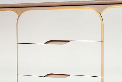 Тумба "Алекса" 3 (с ящиками); *ММ-376-04; айвори+жемчужный дуб, золотая патина