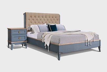 Кровать "Стюарт" (мягкое изголовье); без основания, без матраса; *ГМ 6581-10; (1600x2000); марено, натуральный дуб; Virginia Nut