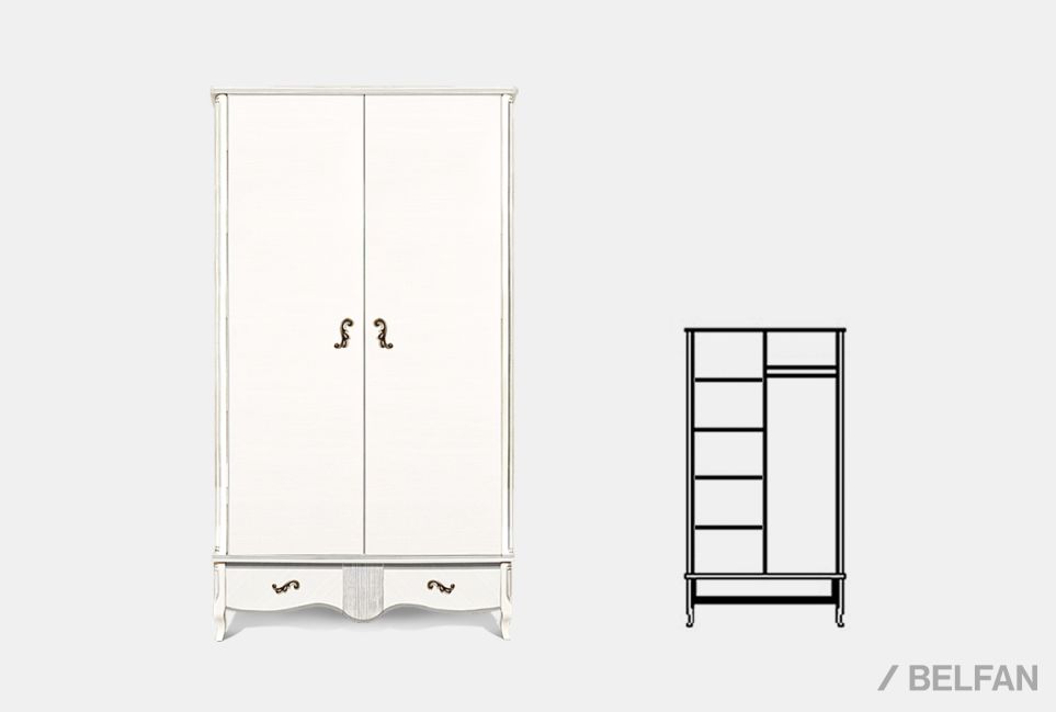 Шкаф для одежды "Катрин" 2-х дв. без зеркала массив и шпон дуба 2