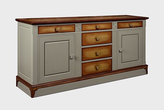 Тумба 3-х секционная "Бриансон" массив и шпон дуба, МДФ 6