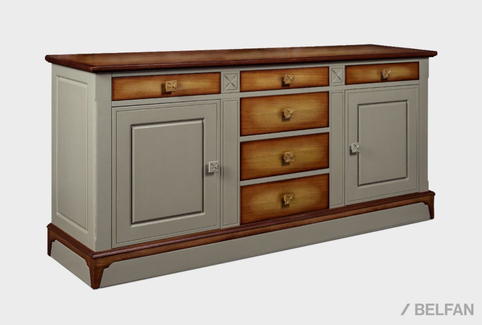 Тумба 3-х секционная "Бриансон" массив и шпон дуба, МДФ 1