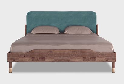 Кровать "Меридиан" (мягкое изголовье); без основания, без матраса; *А-017.160М; (1600x2000); к-шоколадный дуб; Tiffany 12 Azur