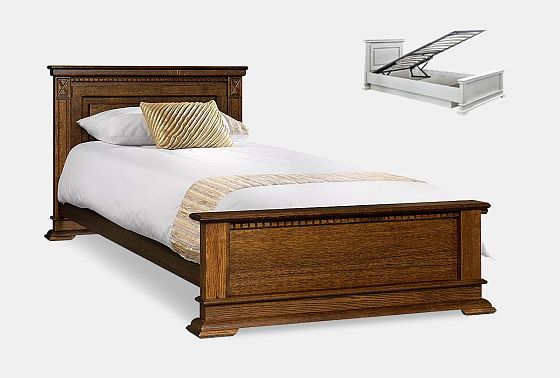 Кровать "Верди Люкс" (низкое изножье) с подъемным механизмом массив и шпон дуба 2