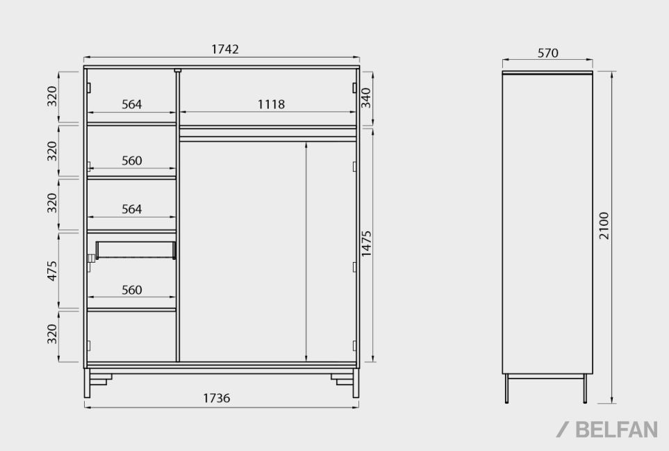 Шкаф для одежды 3-х дв. "Cube Design" массив дуба 2