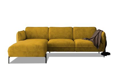 "Алекс" диван с оттоманкой; раскл.; 6L2MR; "Тик-так" (2600x1500); левый; металл черный; Fellini 16 (гр. 1/МТХ)