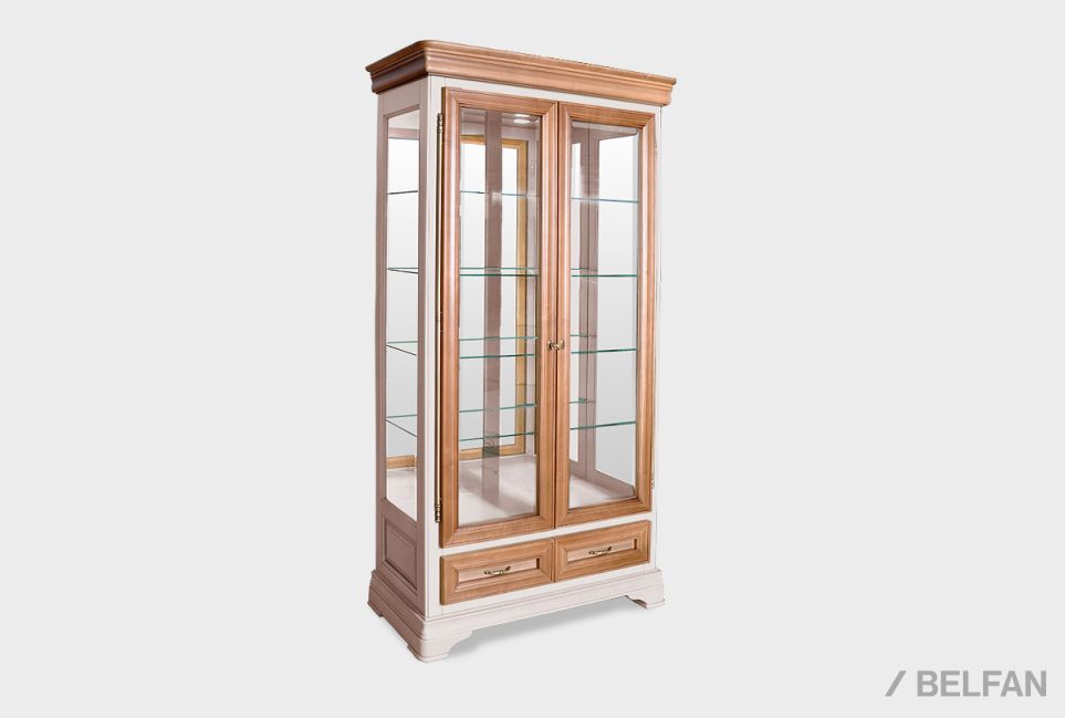 Шкаф с витриной 2-х дверный "Оливия" массив и шпон ольхи 3