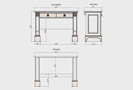Туалетный стол "Бриансон" массив и шпон дуба, МДФ 3