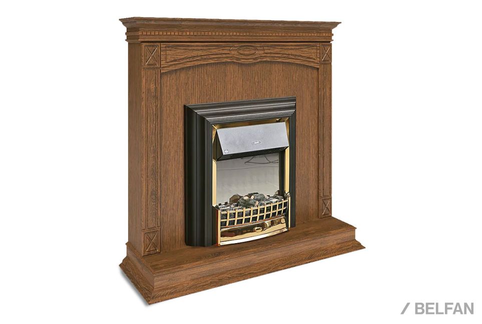 Подставка декоративная под камин "Верди Люкс 1" массив и шпон дуба 1
