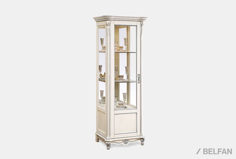 Шкаф с витриной "Алези 8" (левый) массив и шпон дуба 1