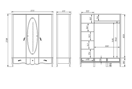 Шкаф для одежды "Катрин" 3-х дв. с зеркалом