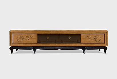 Тумба под ТВ 4-х секционная "Соната" (декор); *ММ-284-04; коньяк с тёмной патиной+горький шоколад