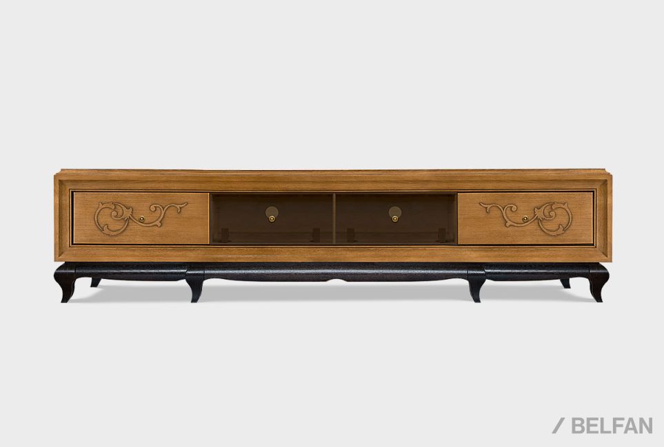 Тумба под ТВ 4-х секционная "Соната" (декор) массив и шпон дуба 7