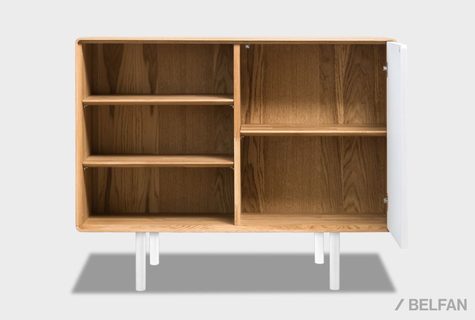 Тумба "Норман" 2 с нишей (левая) массив дуба, МДФ, металл 2