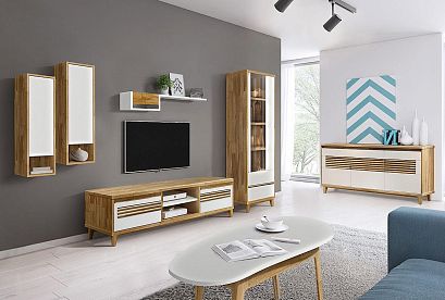 Полка с нишей "Уоллстрит" (левая); *А-012.14; к-белый, вст-бейц-масло