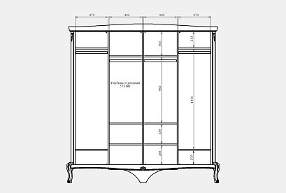 Шкаф для одежды "Флерон" 4-х дв.; *ММ-316-01/04Б; грей