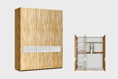 Шкаф для одежды 3-х дверный "Уоллстрит"; *А-012.22; к-бейц-масло, ф-бейц-масло, вст-белый