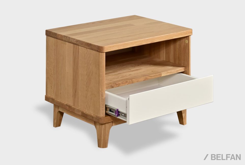 Тумба прикроватная "Уоллстрит" (с нишей) массив дуба, МДФ 3