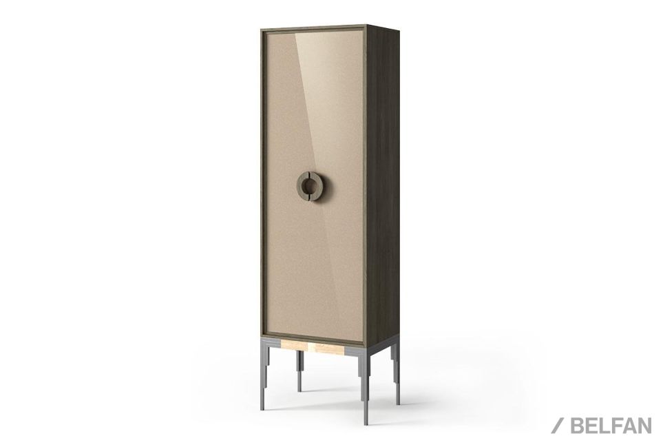 Шкаф с витриной 1-но дв. "Black" (правый) массив дуба, шпон ореха, металл, стекло 1