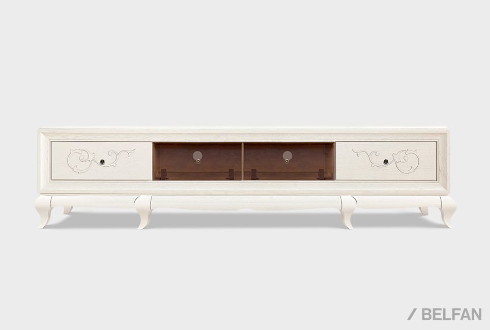 Тумба под ТВ 4-х секционная "Соната" (декор) массив и шпон дуба 1