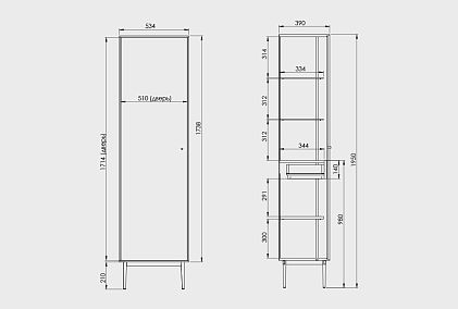 Витрина 1-но дверная "Монреаль" (левая)