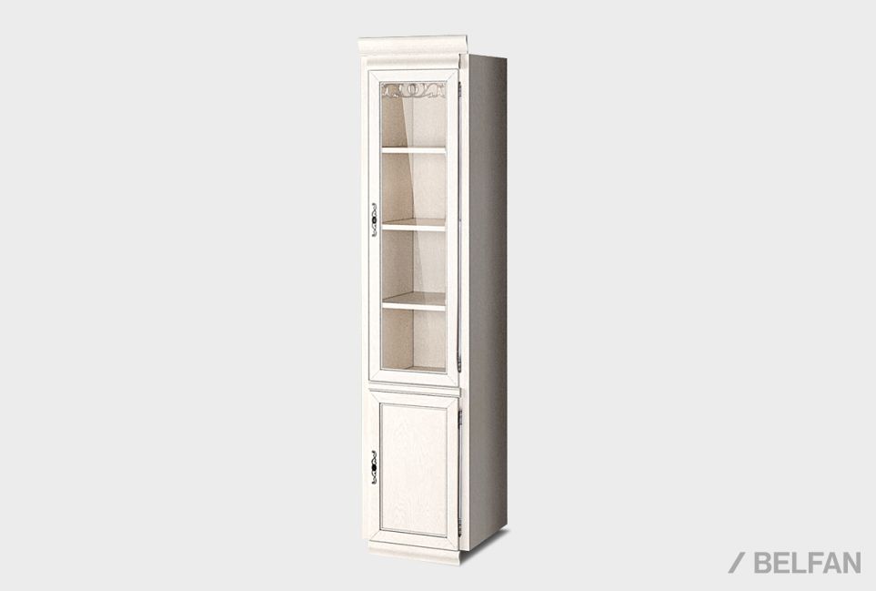 Шкаф 1-но дверный со стеклом "Тэфи" (правый) массив и шпон дуба 1