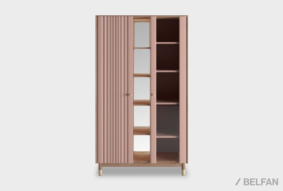 Витрина 2-х дверная "Меридиан" с нишей (комбинированная) массив дуба, МДФ 1