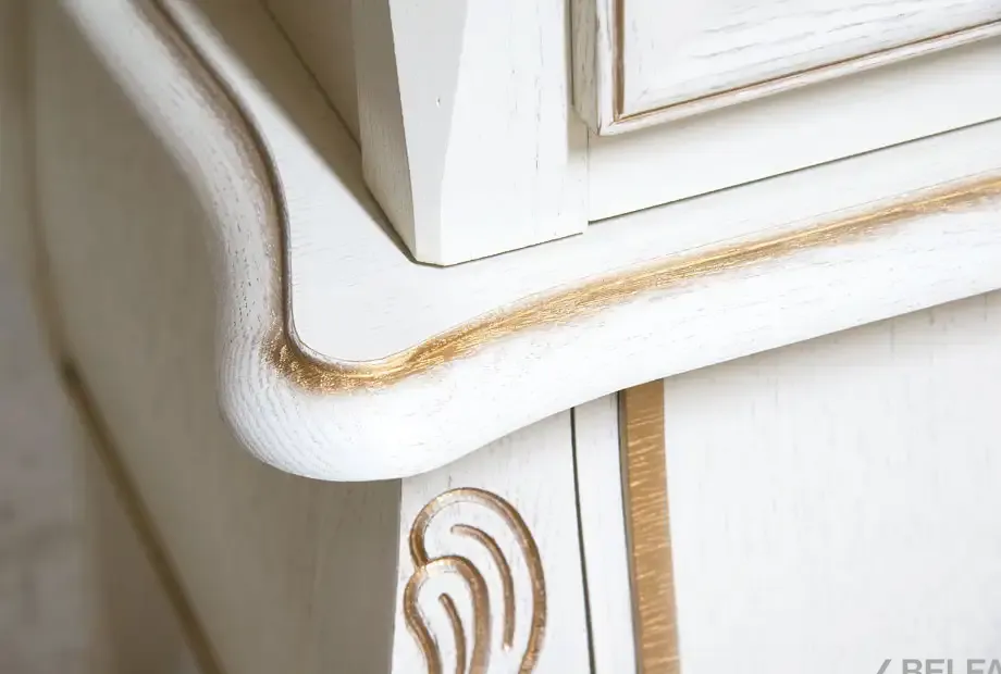 Гостиная «Трио» #3 белая эмаль с золотой патиной 5