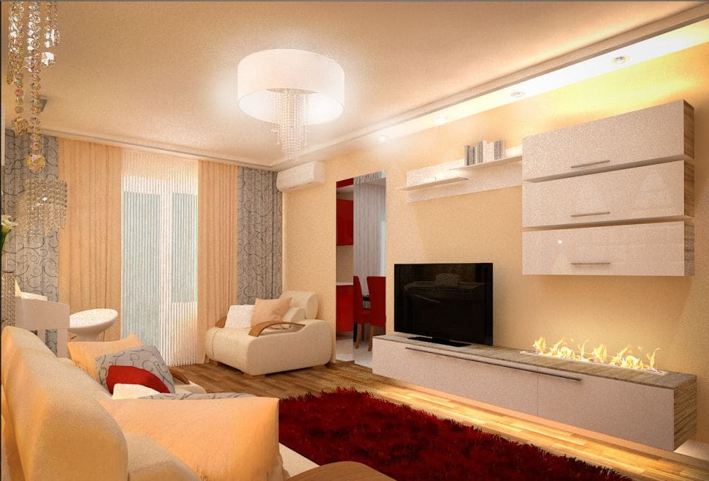 Интерьер гостиной в теплых тонах Интерьер гостиной в теплых тонах