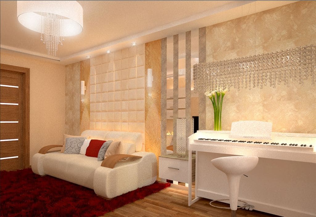 Интерьер гостиной в теплых тонах Интерьер гостиной в теплых тонах