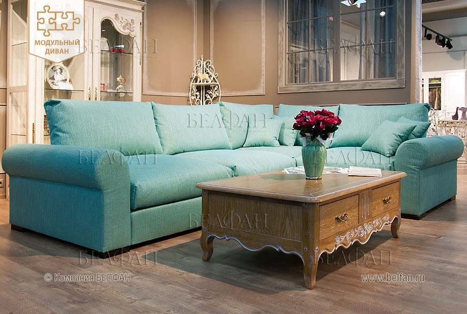 Стили диванов в бирюзовых тонах