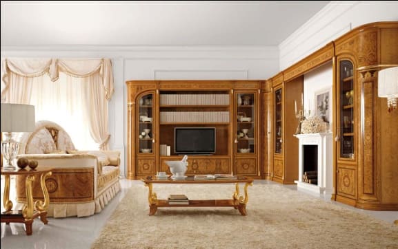 Как разместить в комнате стенку в классическом стиле