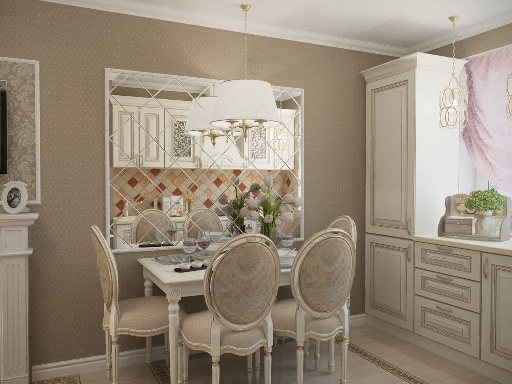 Оформление стен Однокомнатная квартира в классическом стиле