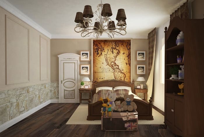 Интерьер детской в коричневых тонах_классический стиль Интерьер детской в коричневых тонах_классический стиль
