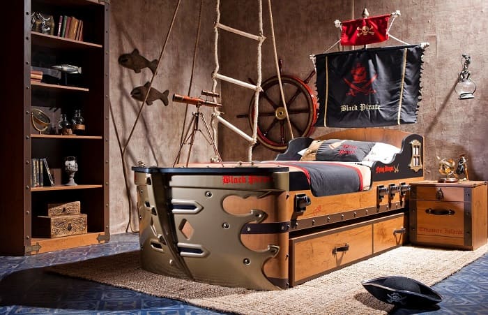 Интерьер детской в коричневых тонах_пиратский стиль Интерьер детской в коричневых тонах_пиратский стиль