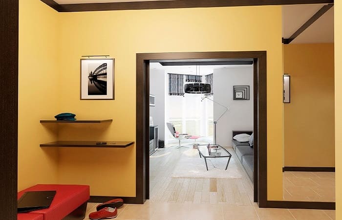 Прихожая в теплых тонах - отделка стен Прихожая в теплых тонах_отделка