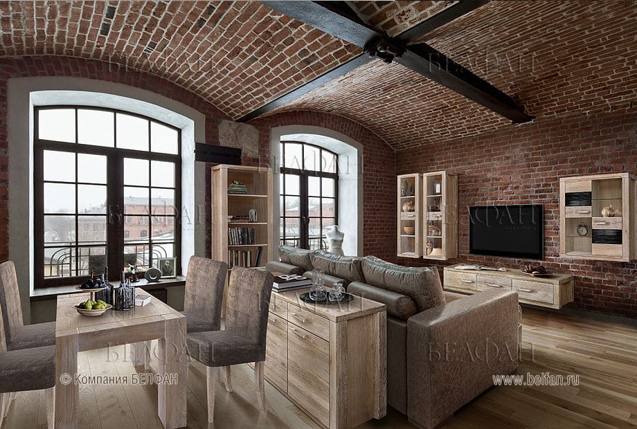 гостиная из массива дерева