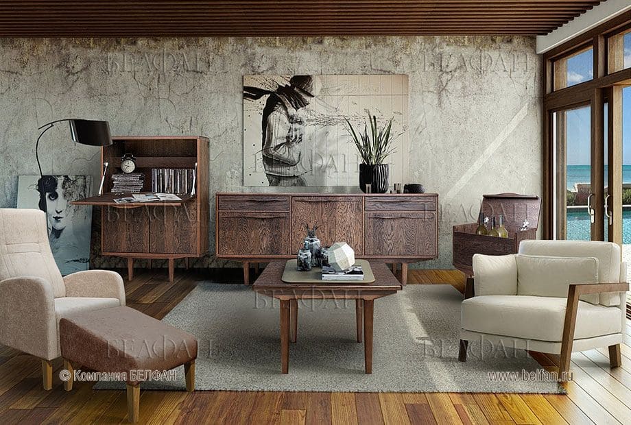 гостиная из массива дерева