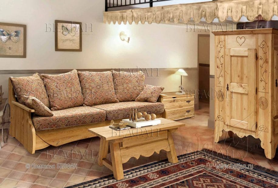 гостиная из массива дерева