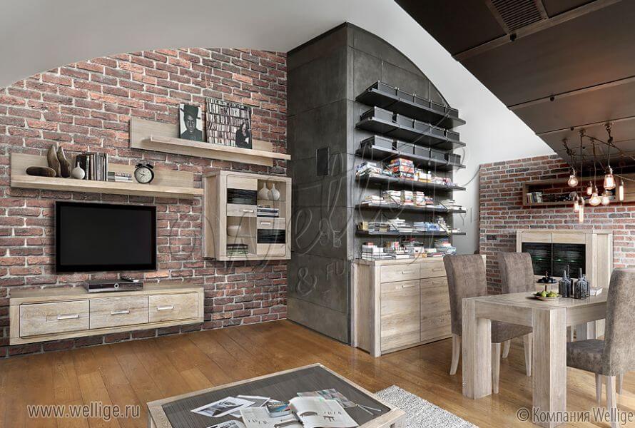 Где размещать настенные полки в стиле лофт