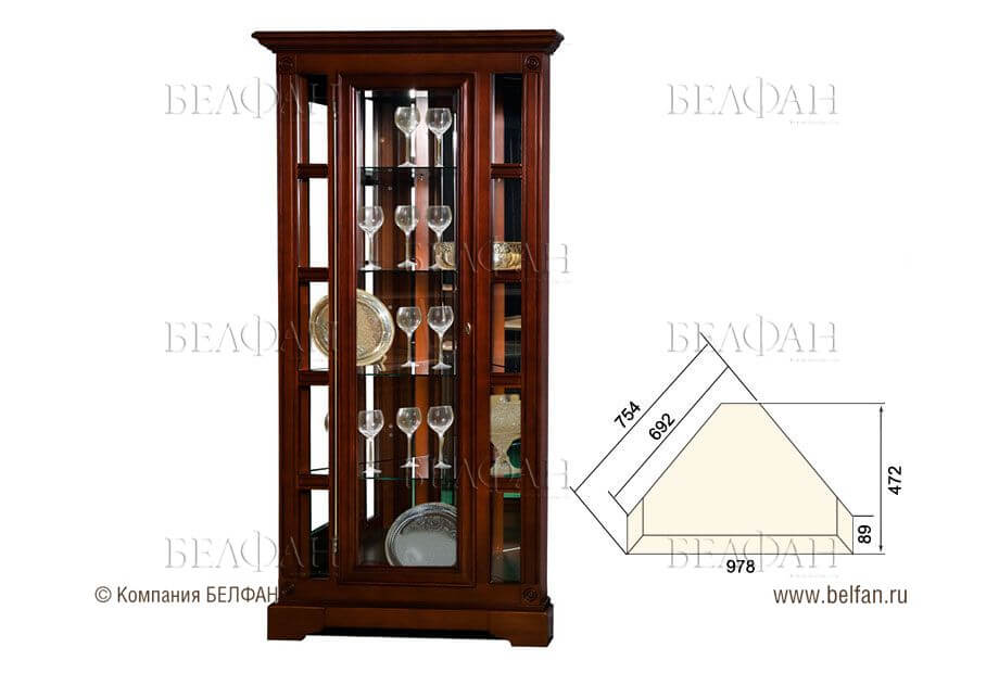 Угловые витрины для гостиной в классическом стиле