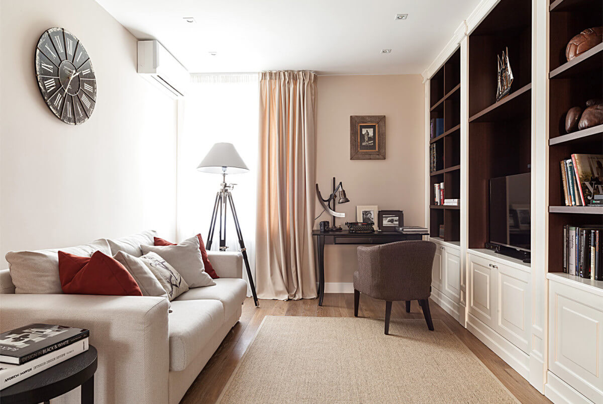 Бежевый интерьер в кабинете