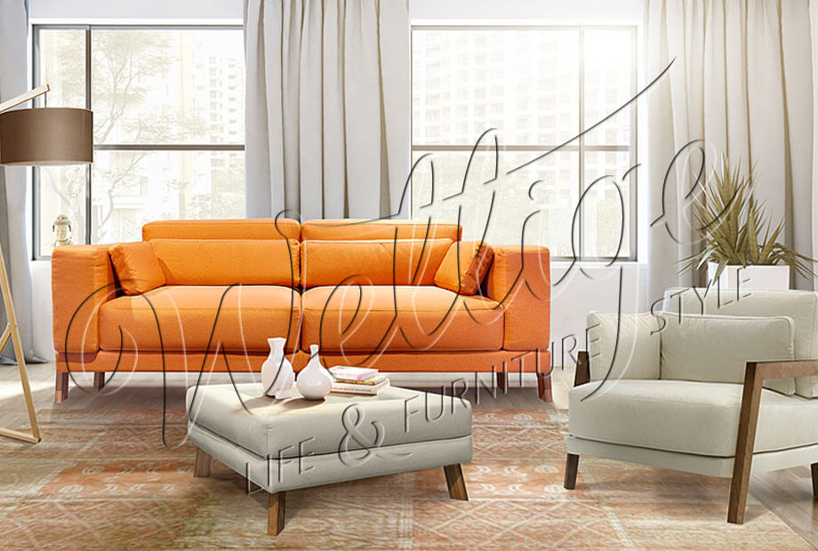 Диван с оттоманкой в виде отдельного элемента